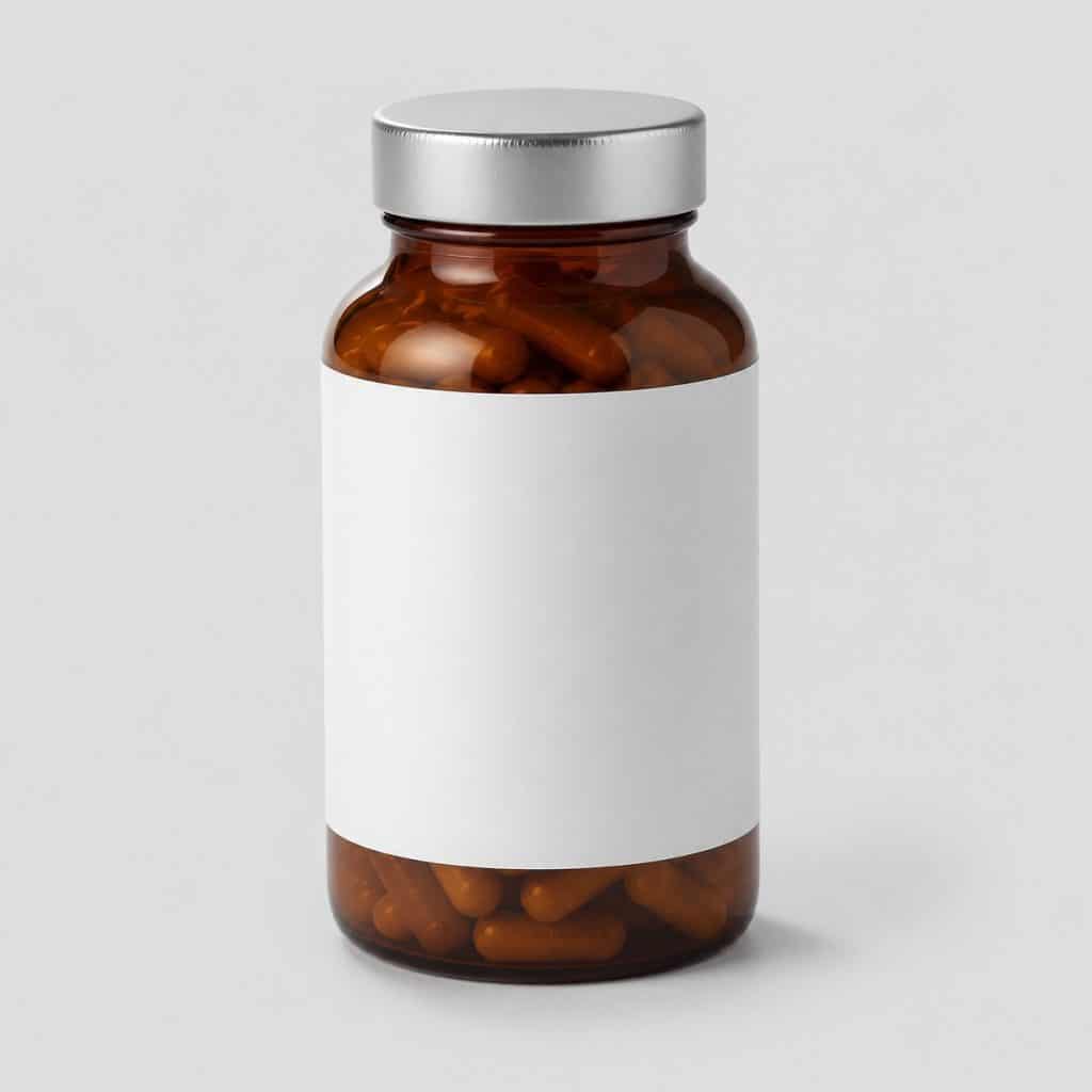 Flacon de bisglycinate de magnésium sur fond neutre