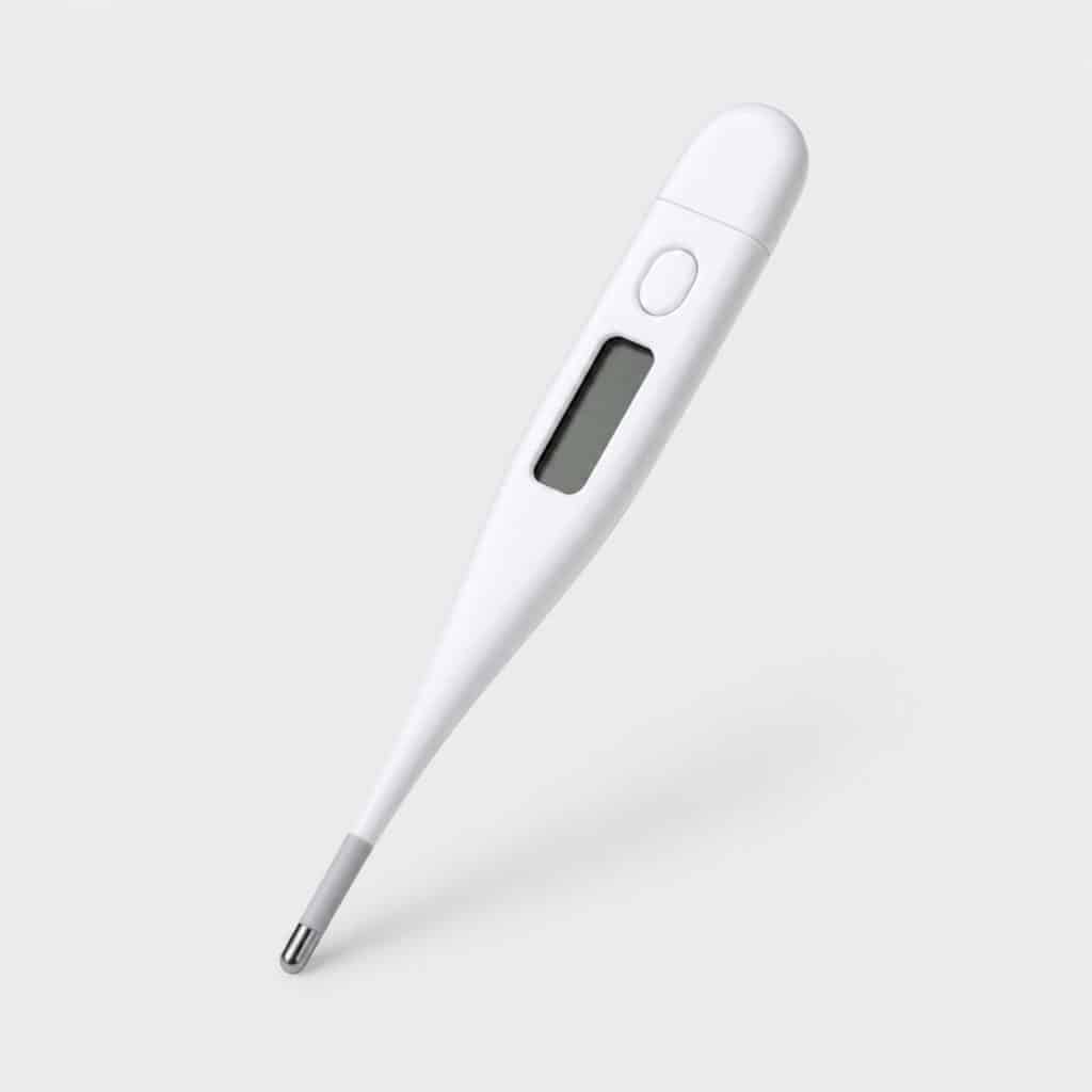 Thermomètre électronique à embout flexible sur fond neutre