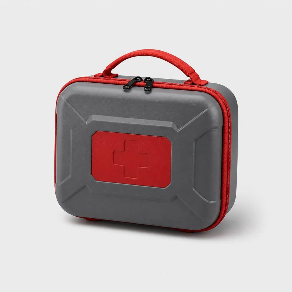 Trousse de secours compacte pour voiture fermée sur fond neutre